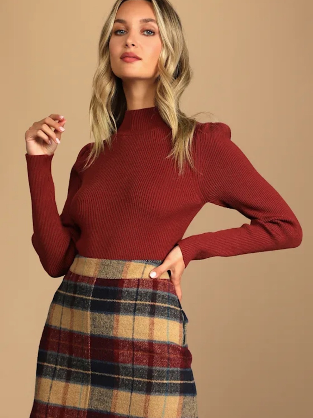 Lulu's Mad for Plaid Burgundy Multi Plaid Mini Skirt